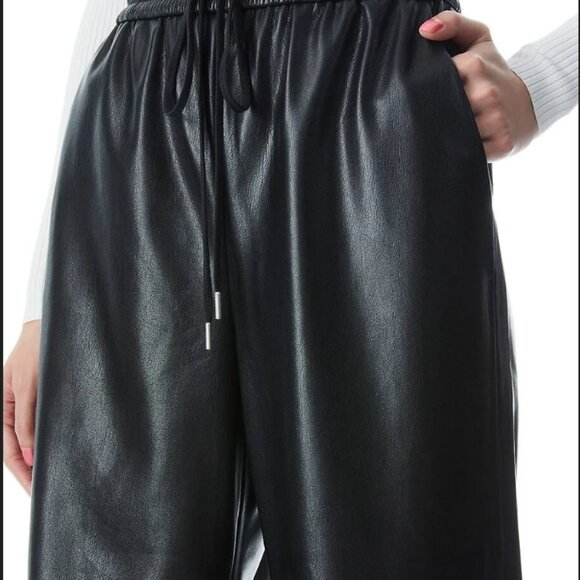 New Alice + Olivia Benny Baggy Faux Leather Pants in Black Size M#2120 - Picture 5 of 13